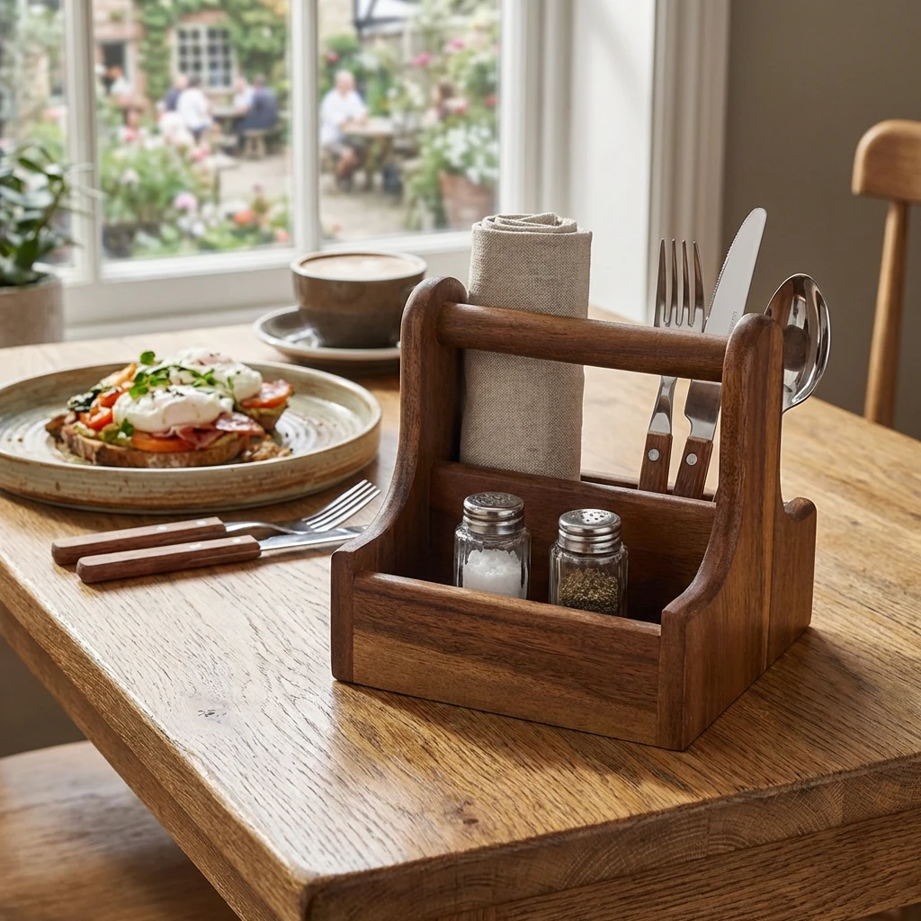 Small Dark Wood Bordshållare DWTC-S by Genware color Svart