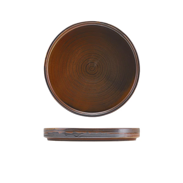 Terra Porcelain Rustic Koppar låg presentationsassiett 18 cm LP-PRC18 by Genware color Svart