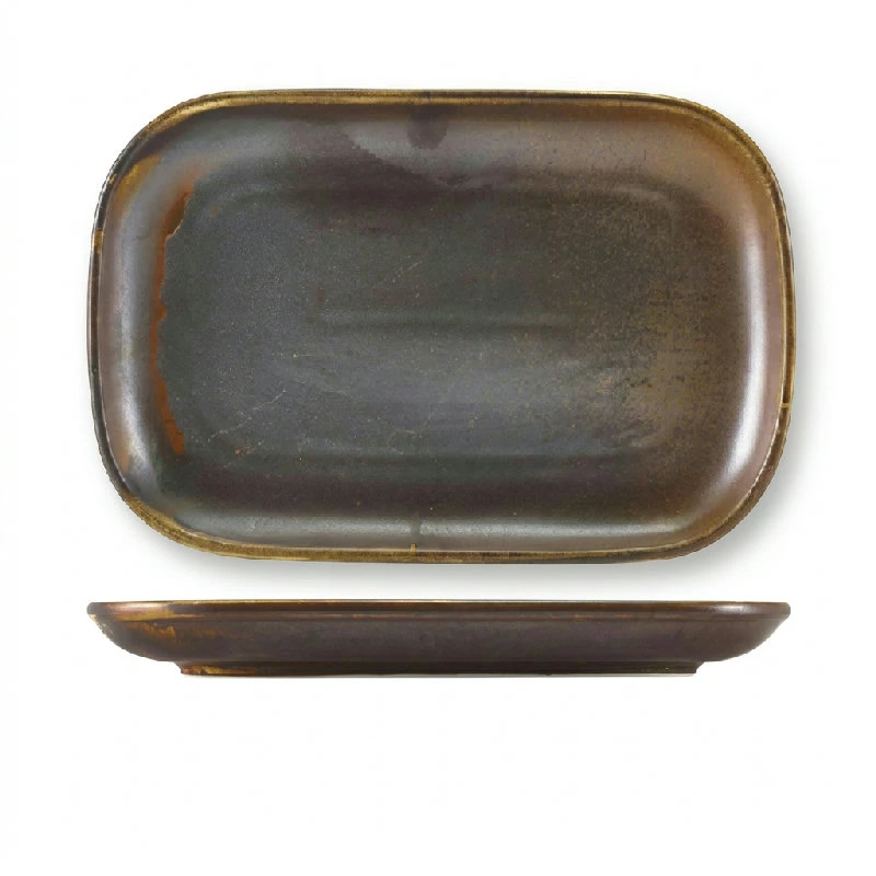 Terra Porcelain Rustic Koppar rektangulär tallrik 29 x 19,5 cm RP-PRC29 by Genware color Svart