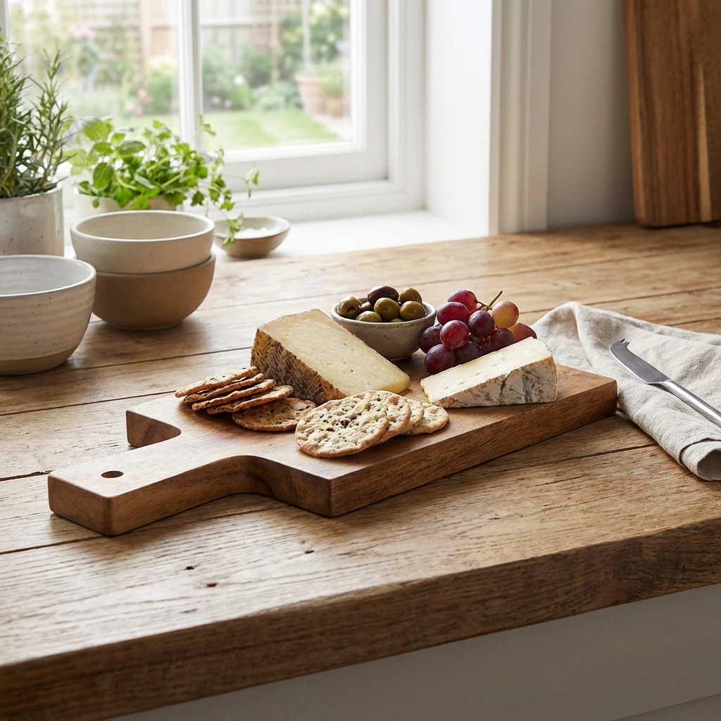 Acacia Wood Serveringsbräda med handtag 28 x 14 x 2 cm WPB2814 by Genware color Svart
