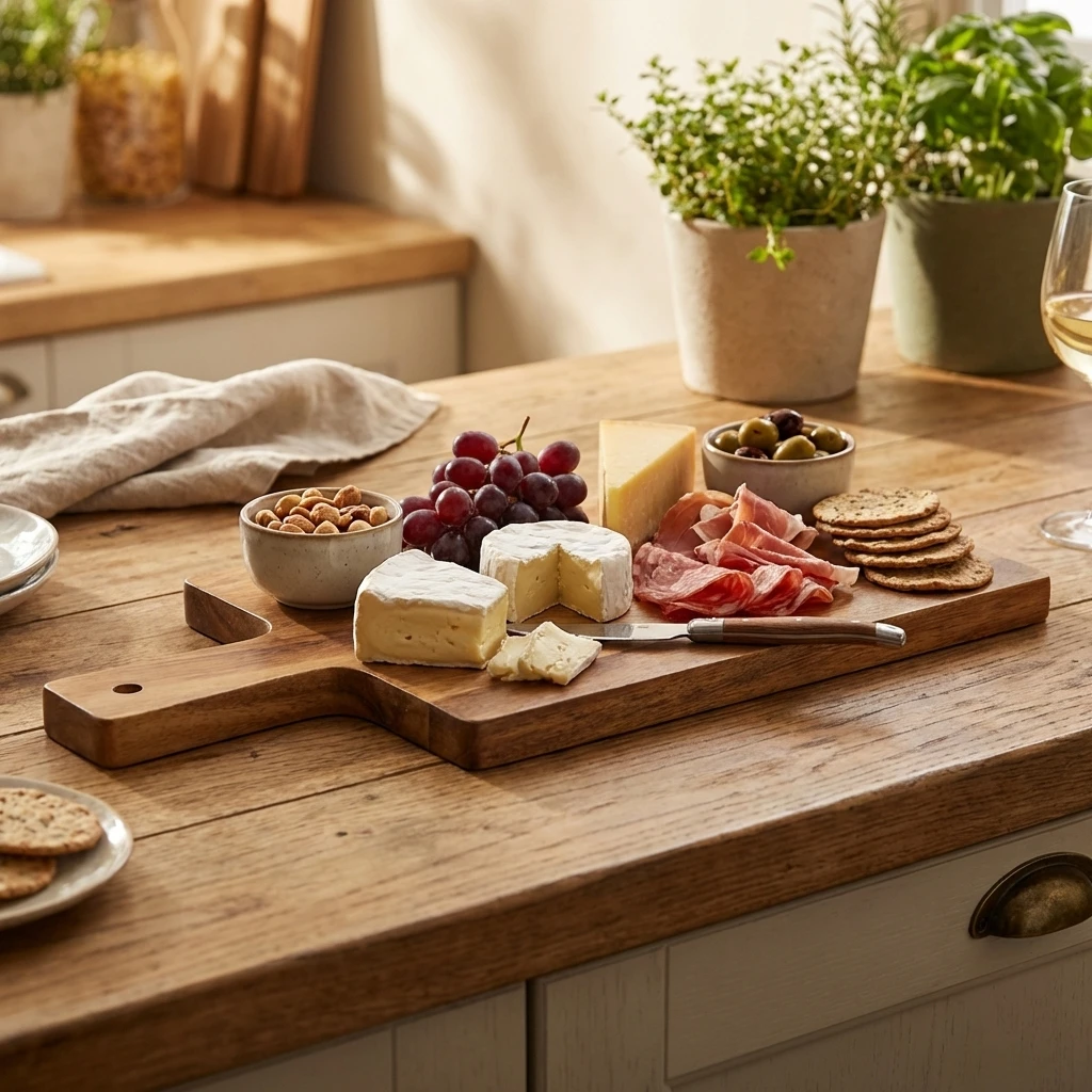 Acacia Wood Serveringsbräda med handtag 28 x 14 x 2 cm WPB2814 by Genware color Svart