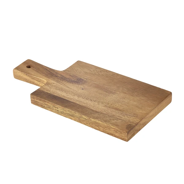 Acacia Wood Serveringsbräda med handtag 28 x 14 x 2 cm WPB2814 by Genware color Svart