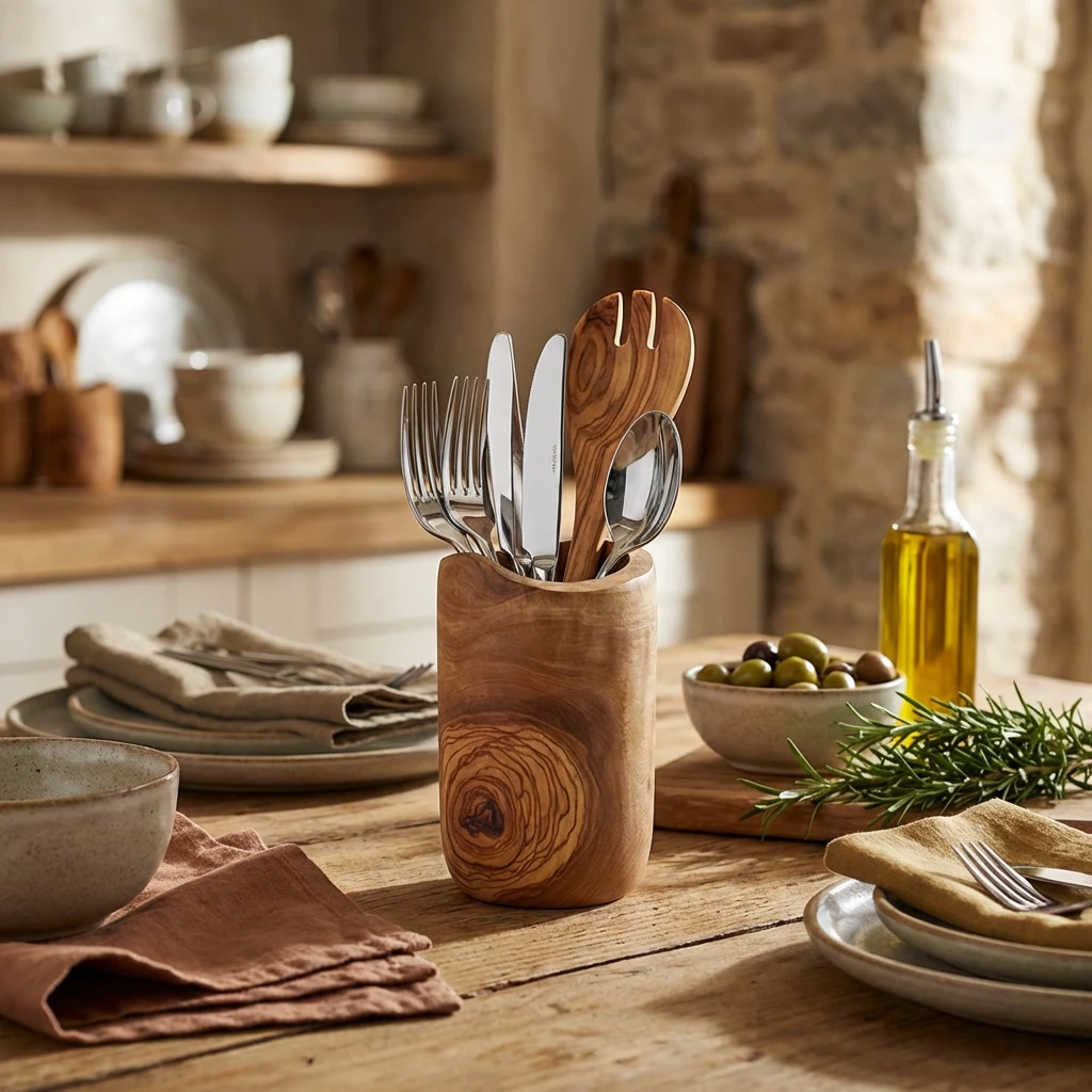 GenWare Olive Wood Rustik Bestickhållare OWRCH by Genware color Svart