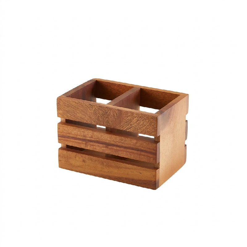 GenWare Acacia Wood Bestickhållare med 2 fack WDCB-2 by Genware color Svart