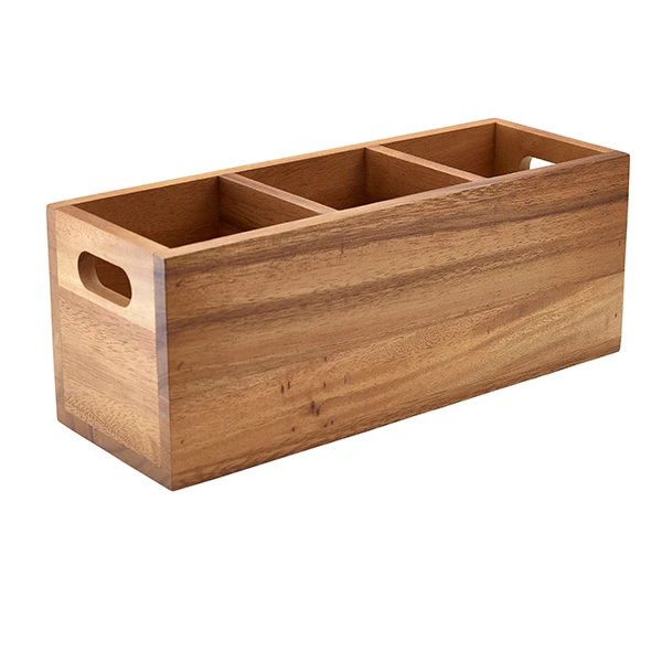 GenWare Acacia Wood Besticklåda med 3 fack WDCB-3 by Genware color Svart