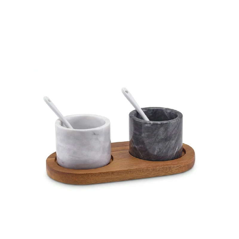 Salt- och pepparset i marmor MBL-SPBWL by Genware color Svart