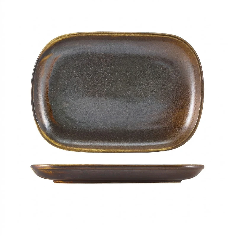 Terra Porcelain Rustic Koppar rektangulärt serveringsfat 24 x 16,5 cm RP-PRC24 by Genware color Svart