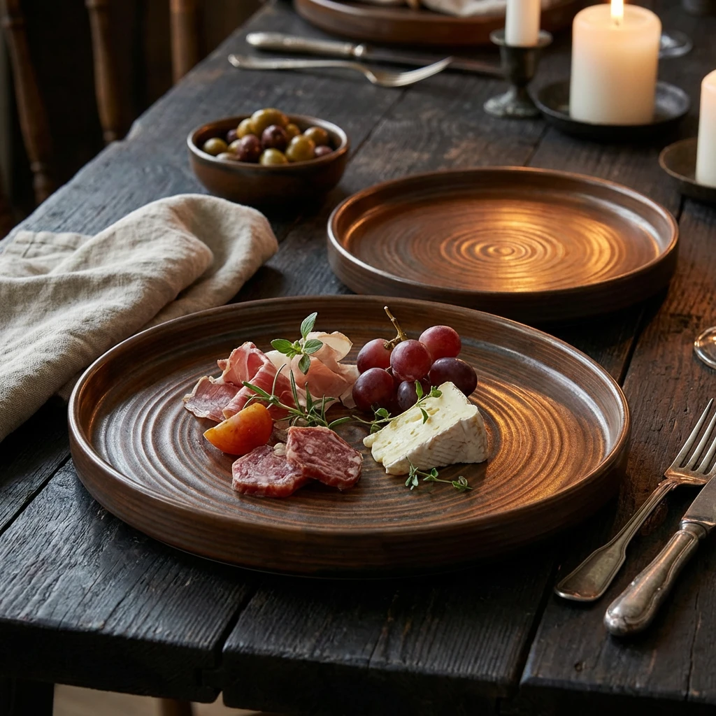 Terra Porcelain Rustic Koppar presentationsfat 20,5 cm PR-PRC21 by Genware color Svart
