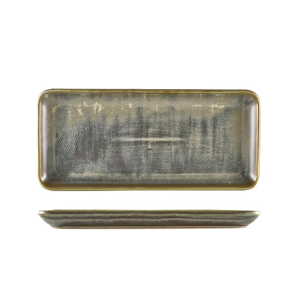 Terra Porcelain Matt Grå smalt rektangulärt fat 31 x 14 cm NR-PMG30 by Genware color Svart