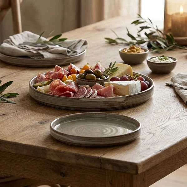 Terra Porcelain Grey Lågt serveringsfat 21 cm LP-PG21 by Genware color Svart
