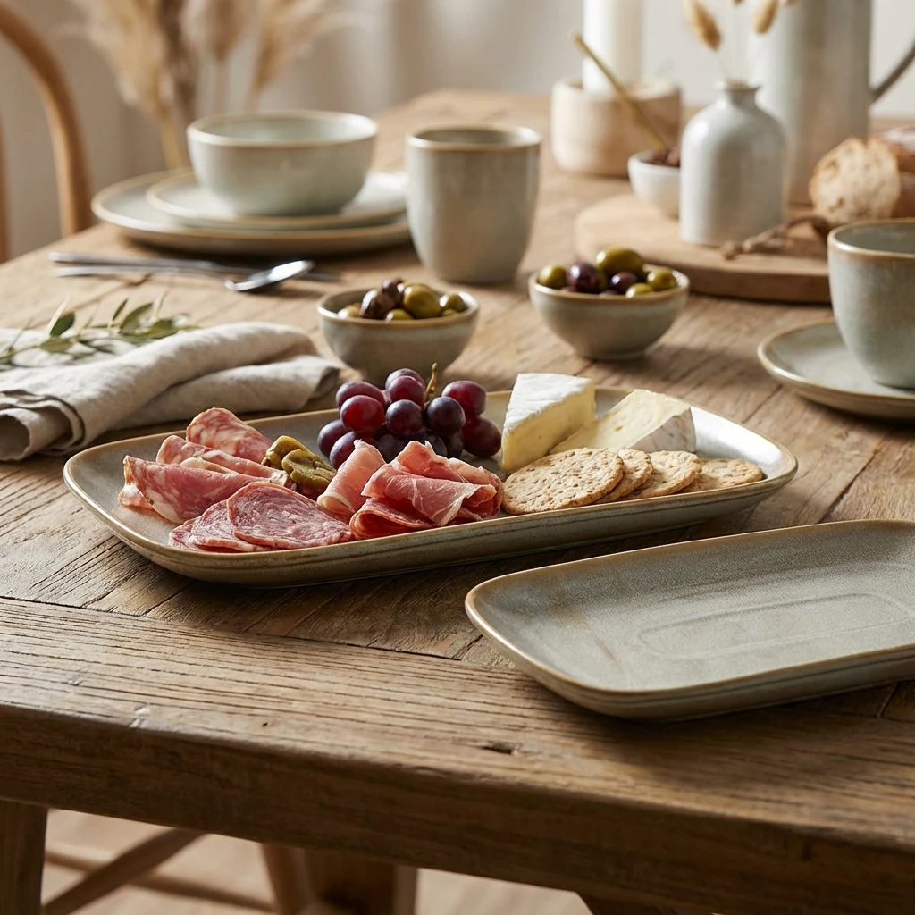Terra Porcelain Matt Grå rektangulär tallrik 34,5 x 23,5 cm RP-PMG34 by Genware color Svart