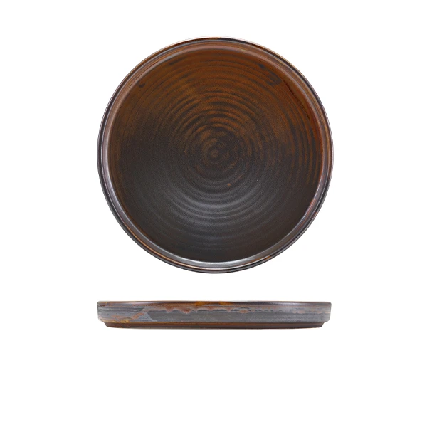 Terra Porcelain Rustic Koppar Lågt Presentationsfat 21 cm LP-PRC21 by Genware color Svart