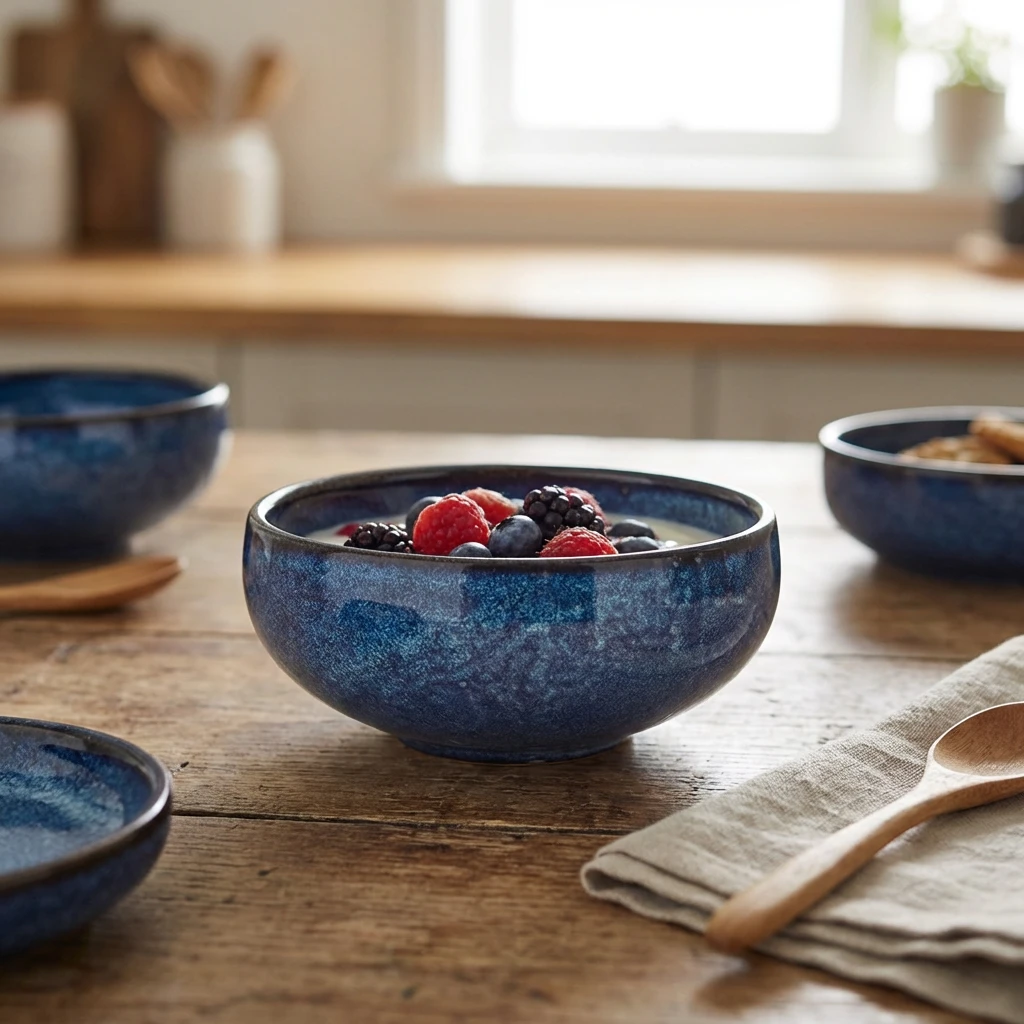 Terra Porcelain Aqua Blå Belly Skål 14,5 cm BB-PBL14 by Genware color Svart