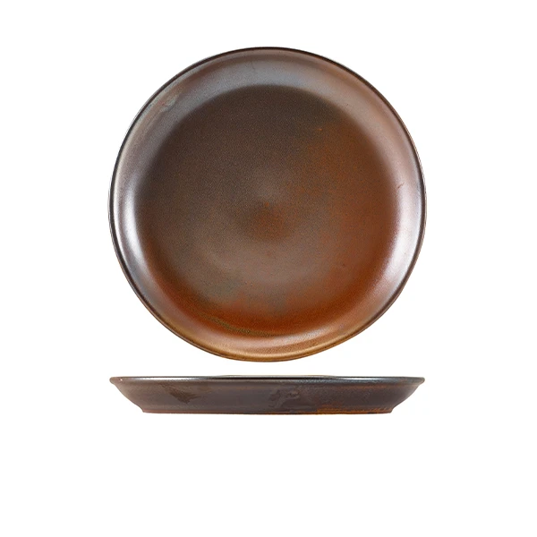 Terra Porcelain Rustic Koppar Coupetallrik 24 cm CP-PRC24 by Genware color Svart