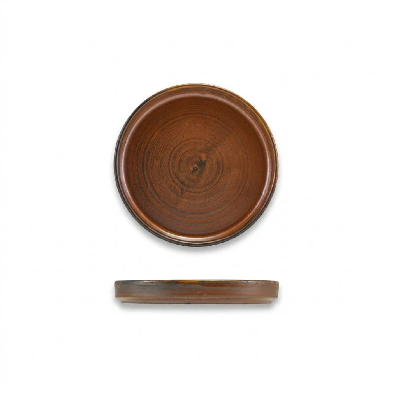 Terra Porcelain Rustic Copper låg presentationsplatta 14 cm LP-PRC14 by Genware color Svart