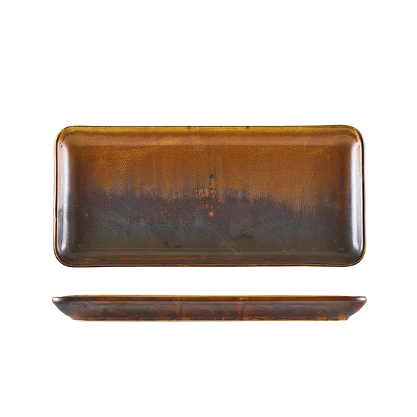 Terra Porcelain Rustic Koppar Smalt Rektangulärt Fat 31 x 14 cm NR-PRC30 by Genware color Svart