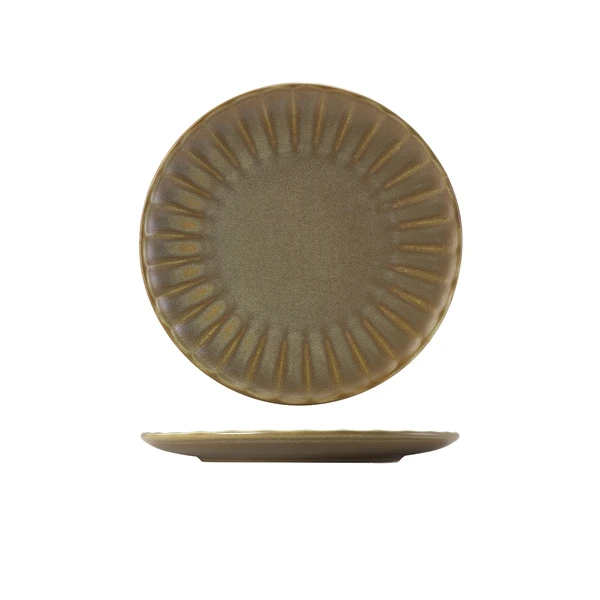 Terra Porcelain Matt grå tallrik med vågig kant, 23,4 cm CP-SMG23 by Genware color Svart