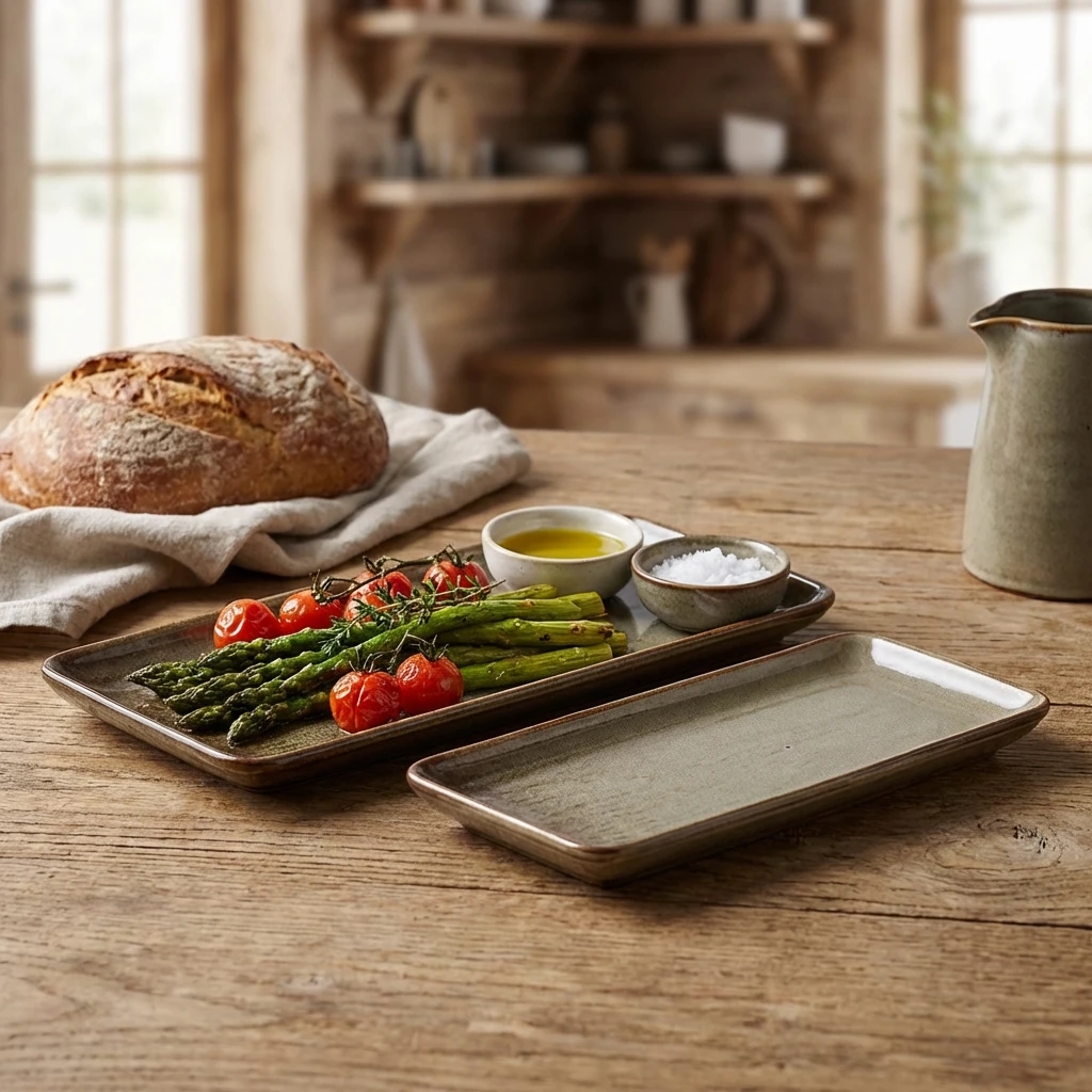 Terra Porcelain Grey smalt rektangulärt fat 31 x 14 cm NR-PG30 by Genware color Svart