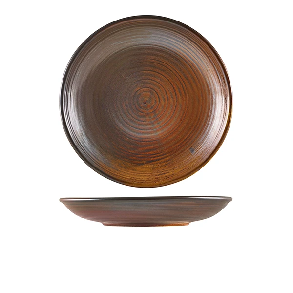 Terra Porcelain Rustic Koppar Deep Coupe Tallrik 25cm DC-PRC25 by Genware color Svart