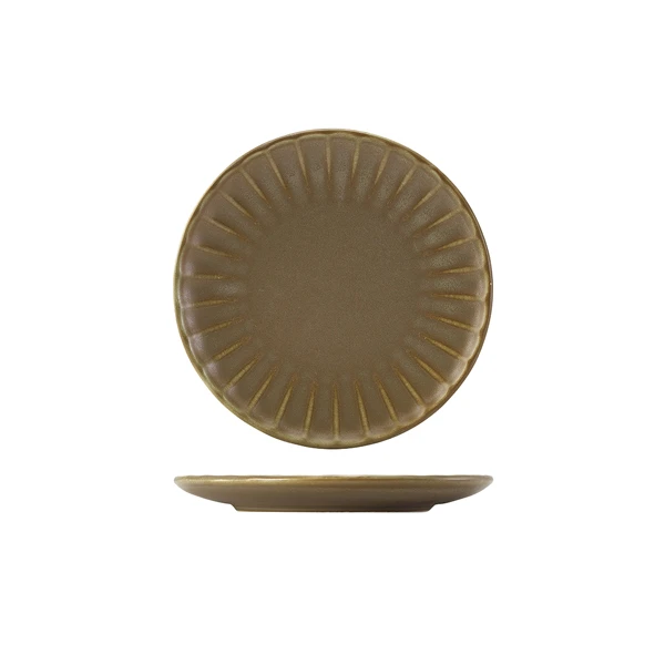 Terra Porcelain Matt Grå tallrik med vågkant 20,3 cm CP-SMG20 by Genware color Svart