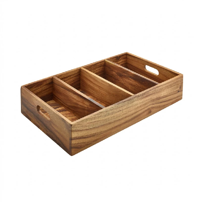 Acacia Wood besticklåda med 4 fack WDCT-4 by Genware color Svart