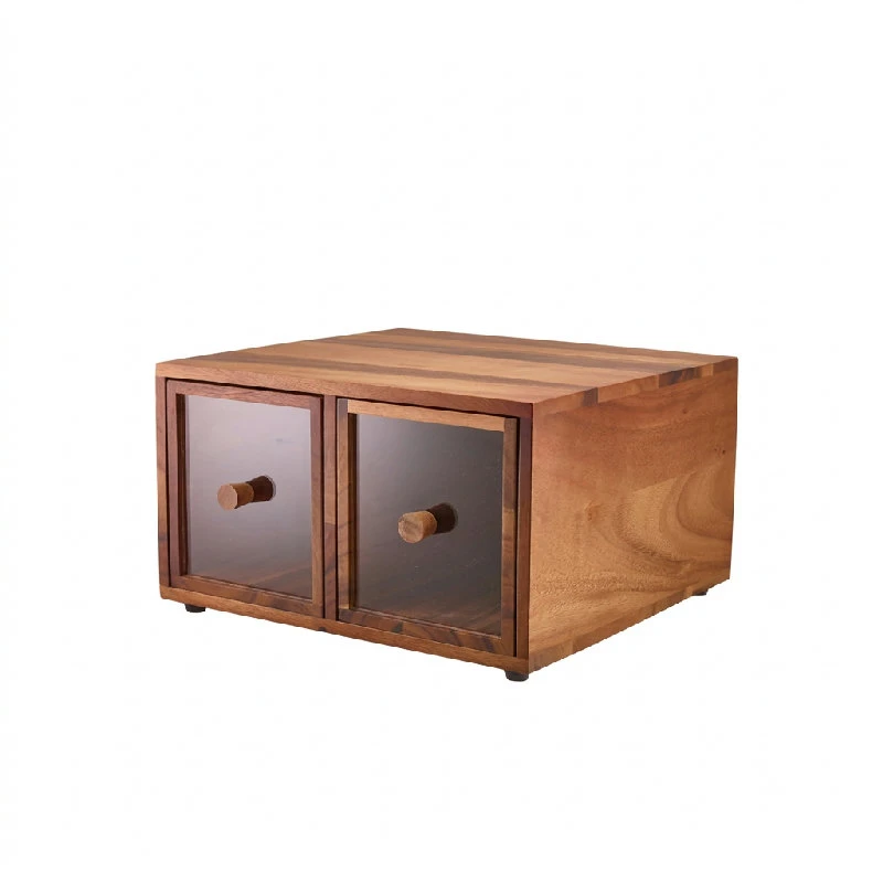 GenWare Acacia Wood Dubbel Brödlåda WBB-3432 by Genware color Svart
