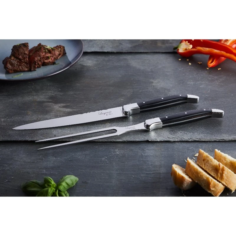 Laguiole by Hâws Trancherset Trancherkniv och Gaffel 2 Delar 30-LG0013Black  color Svart