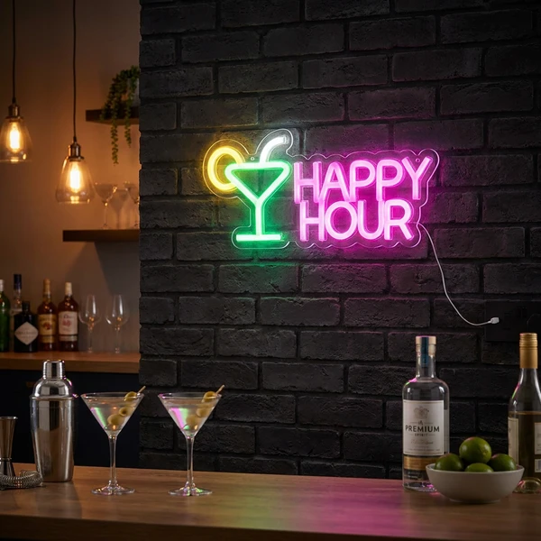 Neonskylt ”Happy Hour” NE1200040  color Svart