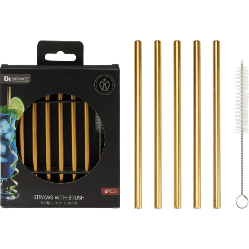 Sugrör i rostfritt stål 6 st - Guld CY5657570  color Svart
