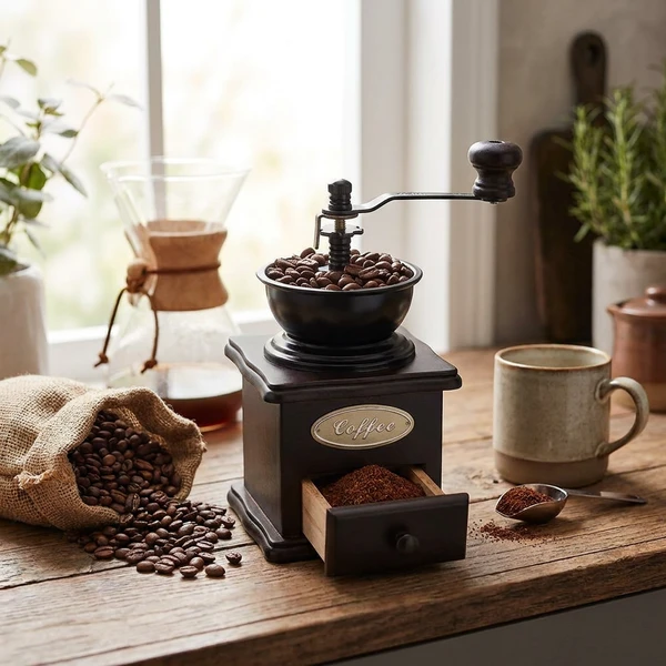Kaffekvarn Retro Svart Trä 4416303 by COSY & TRENDY color Svart