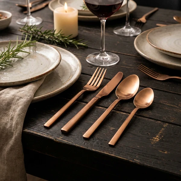 Bestickset koppar 24 delar i rostfritt stål 1667937 by COSY & TRENDY color Svart