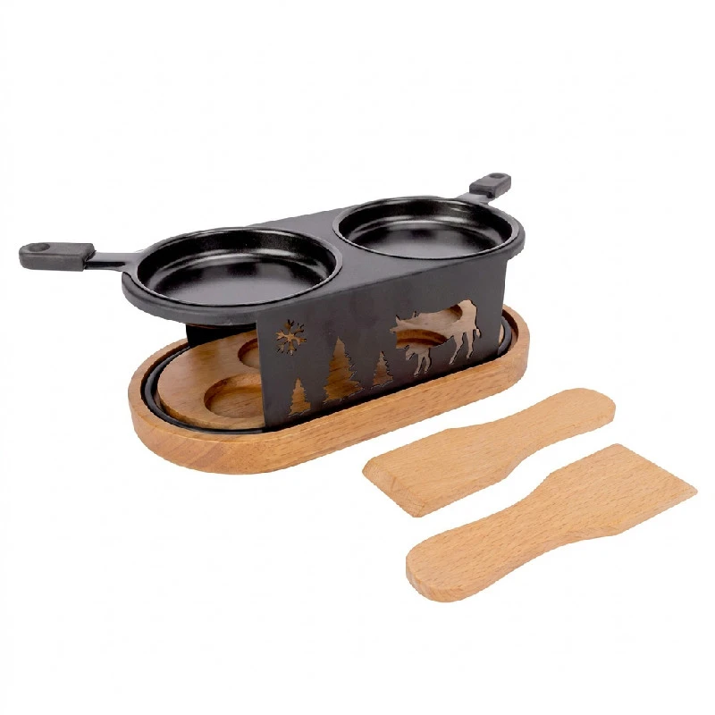 Raclette Oval för 2 Personer inkl. Spatlar 22,5 cm 5659002 by COSY & TRENDY color Svart