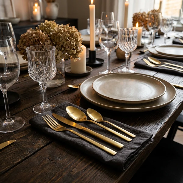 Bestickset guld 24 delar i rostfritt stål 9144237 by COSY & TRENDY color Svart