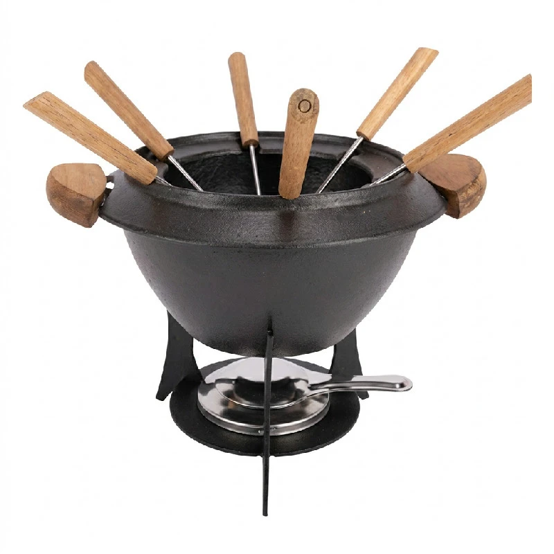 Fondueset i gjutjärn Ø23 cm inkl. 6 gafflar 5659001 by COSY & TRENDY color Svart