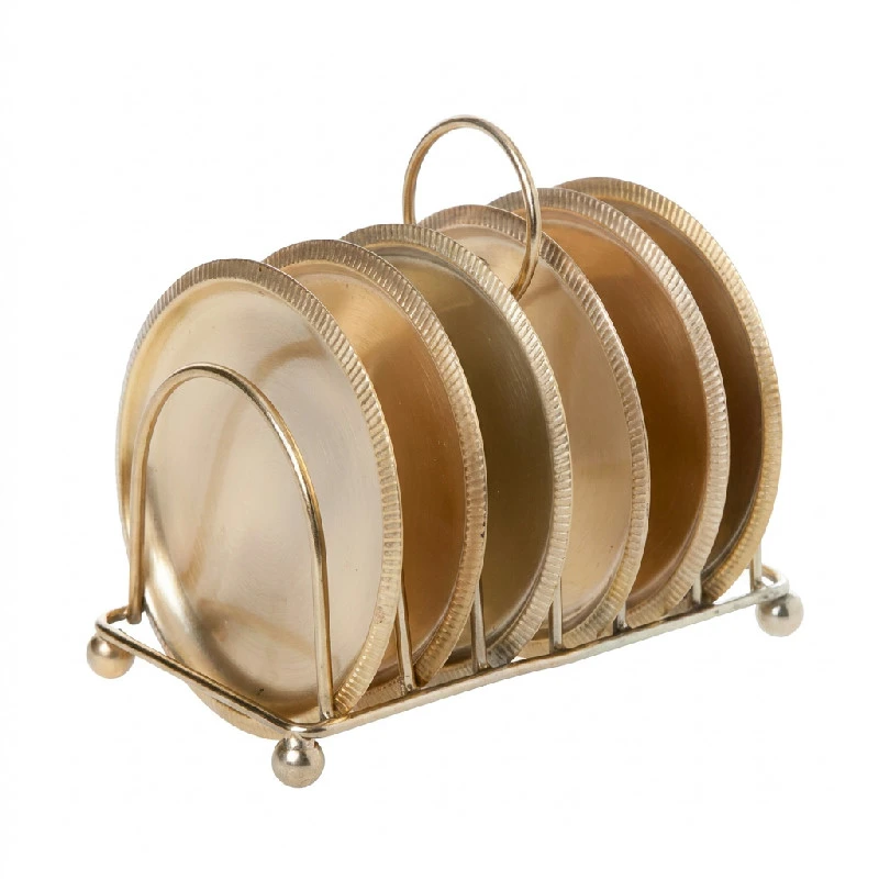 Guld Glasunderlägg med Hållare 6 st 10 cm 2017575 by COSY & TRENDY color Svart