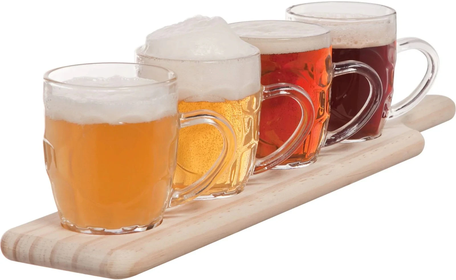 Ölbräda i trä med 4 glas à 285 ml 605837  color Svart