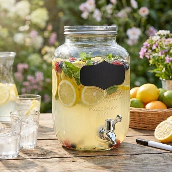 Juicedispenser med griffeltavla 4,5 L glas 2768084 by COSY & TRENDY color Svart