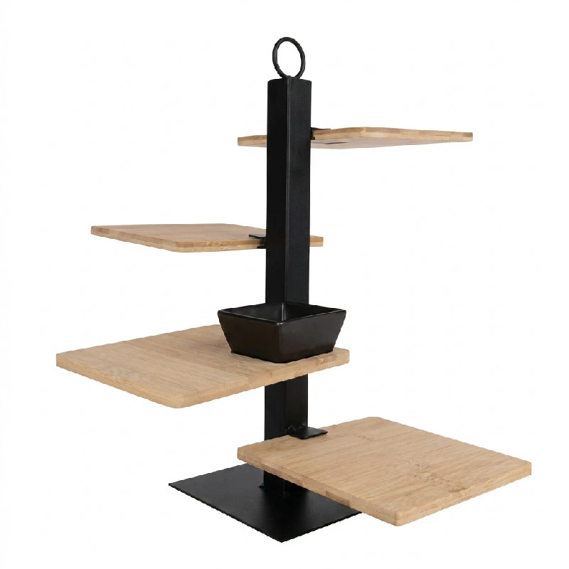 Tapastorn med 4 Bambubrickor Metallstativ 16cm 3183775 by COSY & TRENDY color Svart