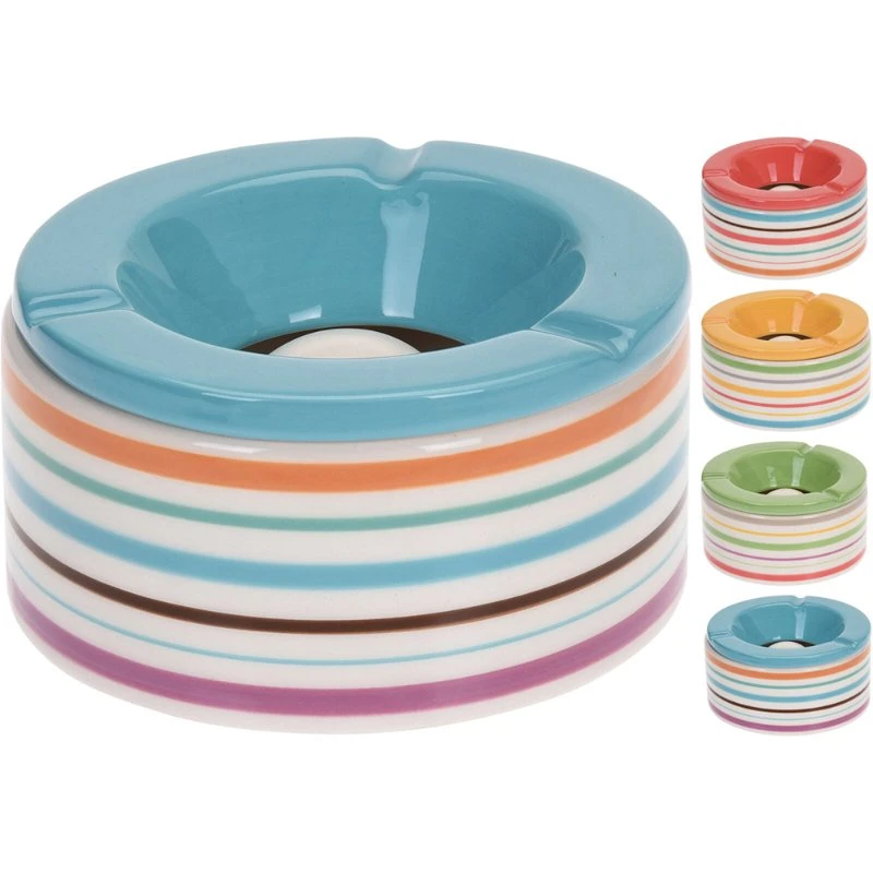 Randigt askfat 12x6 cm 5014227  color Svart