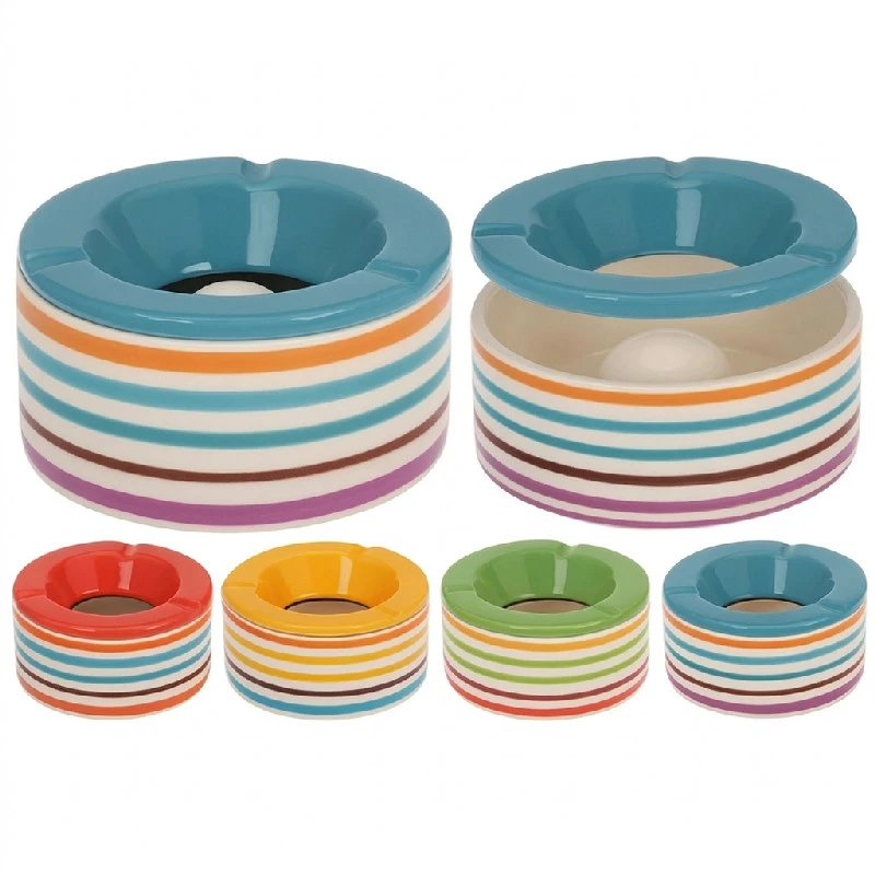 Randigt askfat 12x6 cm 5014227  color Svart