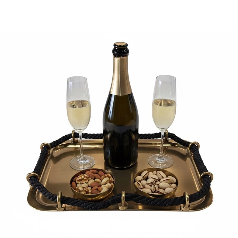 Rivage Premium Antik Serveringsbricka med rep TRY-RP-RA  color Svart