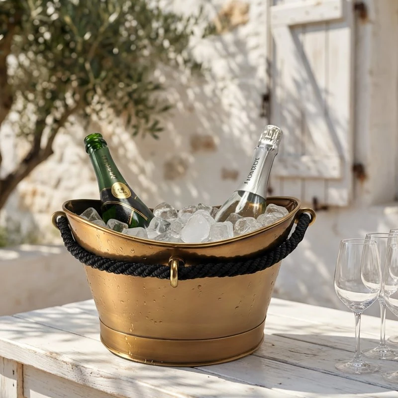 Rivage Premium Antik Champagnebad / Champagnekylare med rep OVL-6118-RP  color Svart