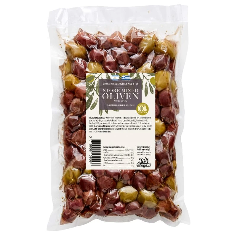Stora blandade oliver med kryddor 1000g 2126 by Deli Drengene color Svart