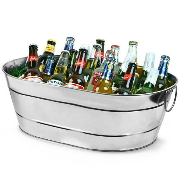 Galvaniserat stål Oval Party Tub 14666 by Drink color Silver