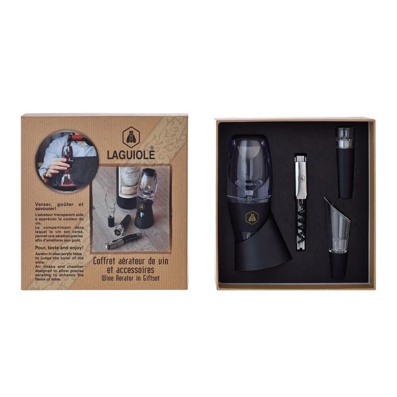 Laguiole VINE AERATOR presentset 4 40268450 by Laguiole color Svart