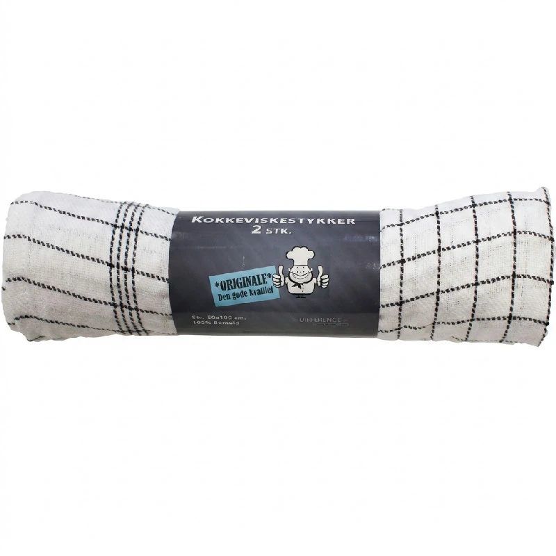Kockhandduk med svarta ränder 2-pack 50x100 cm 4020366  color Svart