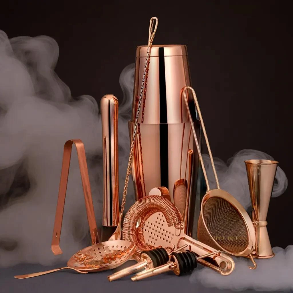 Cocktailshakerset med 11 delar - Koppar CG-TJ16 by Barlife color Koppar