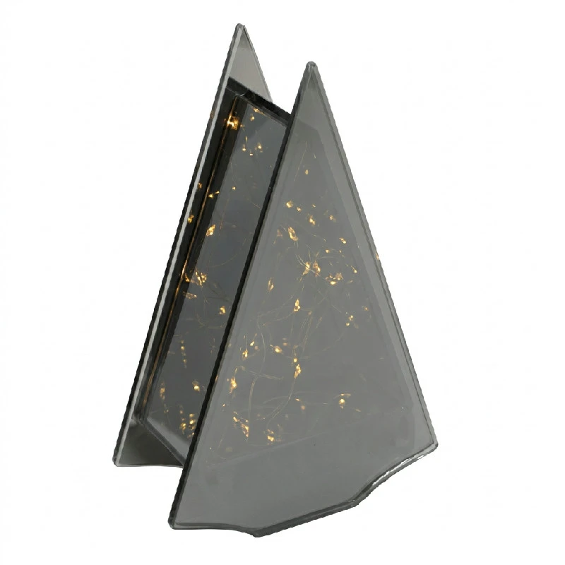 Evighetsljusstake trekantig i glas med LED-belysning 15 cm 2400486 by HAAHR & CO color Svart