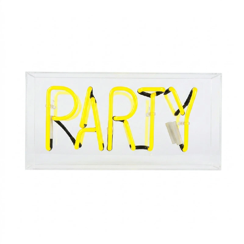Neon Party Bar LED-skylt Gul 33634 by Drink color Svart