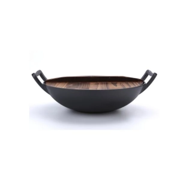 Gjutjärnswok med trälock Ø36 cm 30-WOK1014-3 by Hâws color Svart